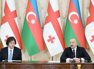 Prezident İlham Əliyev və Baş nazir İrakli Kobaxidze mətbuata bəyanatlarla çıxış edirlər