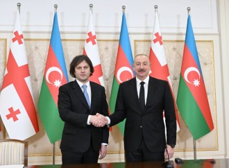 Prezident İlham Əliyev və Baş nazir İrakli Kobaxidze mətbuata bəyanatlarla çıxış edirlər