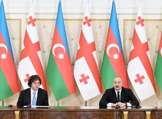 Prezident İlham Əliyev və Baş nazir İrakli Kobaxidze mətbuata bəyanatlarla çıxış edirlər