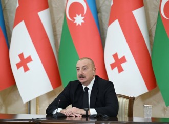 Prezident İlham Əliyev və Baş nazir İrakli Kobaxidze mətbuata bəyanatlarla çıxış edirlər