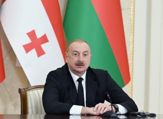 Prezident İlham Əliyev və Baş nazir İrakli Kobaxidze mətbuata bəyanatlarla çıxış edirlər