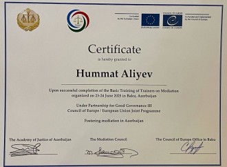 Azərbaycanda mediasiyanın inkişafına dair yeni təlim keçirilib