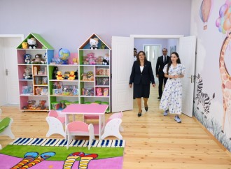 Heydər Əliyev Fondunun vitse-prezidenti Leyla Əliyeva Şamaxıda inşa olunan körpələr evi-uşaq bağçalarının açılışında iştirak edib