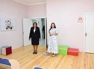 Heydər Əliyev Fondunun vitse-prezidenti Leyla Əliyeva Şamaxıda inşa olunan körpələr evi-uşaq bağçalarının açılışında iştirak edib