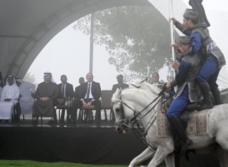 Prezidentlər İlham Əliyev və Şeyx Məhəmməd bin Zayed Al Nəhyan Cıdır düzündə Qarabağ atlarının şousunu izləyiblər