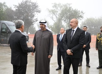 Prezident İlham Əliyev və Prezident Şeyx Məhəmməd bin Zayed Al Nəhyan Yeni Şuşa məscidində tikinti işlərinin gedişi ilə tanış olublar