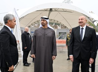 Prezident İlham Əliyev və Prezident Şeyx Məhəmməd bin Zayed Al Nəhyan Yeni Şuşa məscidində tikinti işlərinin gedişi ilə tanış olublar