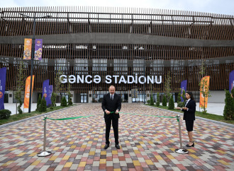 Prezident İlham Əliyev Gəncə şəhər stadionunun açılışında iştirak edib