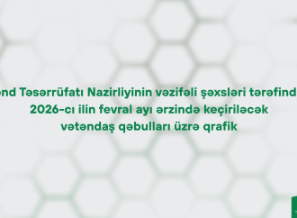 Kənd Təsərrüfatı Nazirliyinin vəzifəli şəxslərinin fevral ayında bölgələrdə keçirəcəyi vətəndaş qəbullarının qrafiki təsdiqlənib