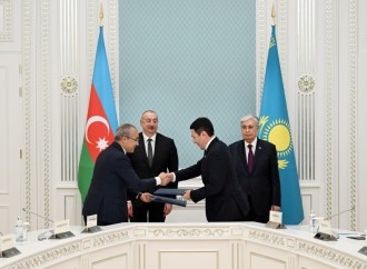 Prezident İlham Əliyevin və Kasım-Jomart Tokayevin iştirakı ilə Azərbaycan və Qazaxıstan arasında imzalanmış Səhmdarlar Müqaviləsinin mübadiləsi mərasimi olub