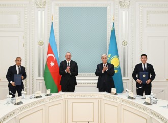 Prezident İlham Əliyevin və Kasım-Jomart Tokayevin iştirakı ilə Azərbaycan və Qazaxıstan arasında imzalanmış Səhmdarlar Müqaviləsinin mübadiləsi mərasimi olub
