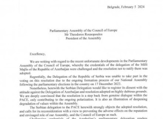 Serbiyanın AŞPA-dakı nümayəndə heyəti Azərbaycan nümayəndə heyəti ilə bağlı qətnaməyə etirazını bildirib